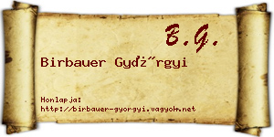 Birbauer Györgyi névjegykártya